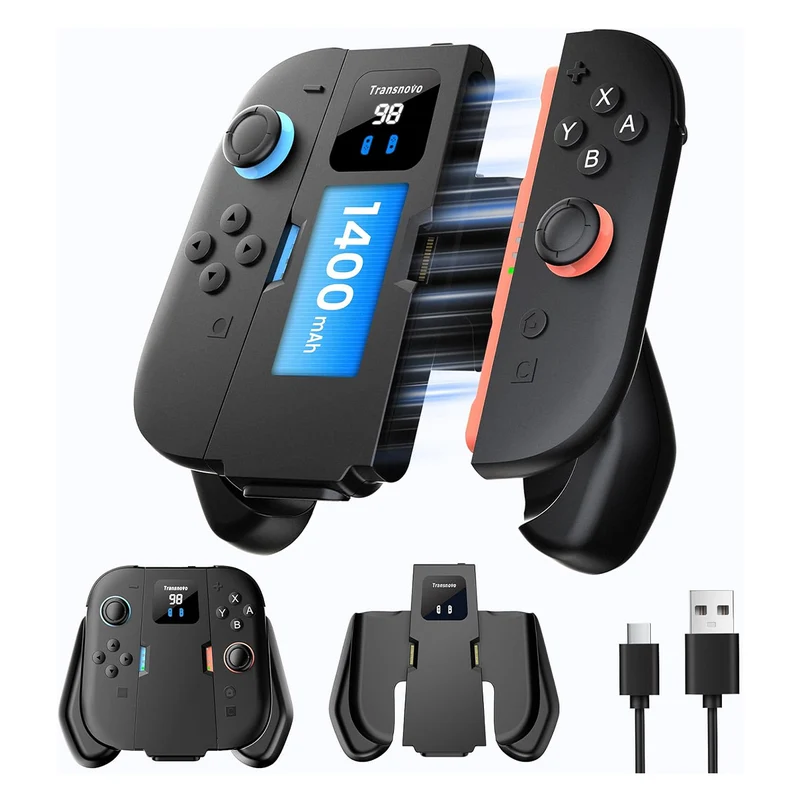 Transnovo 1400mAh Charging Grip for Nintendo Switch 2 (Black) (NS2-CG08)