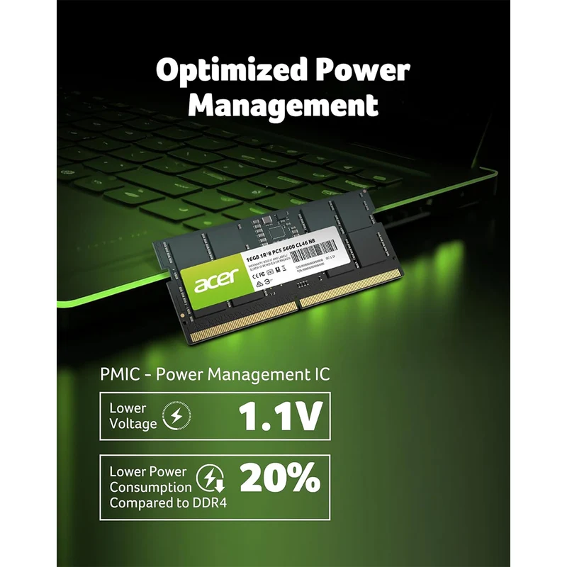 Acer SD200 16GB (1x16GB) 5600MHz CL46 DDR5 SODIMM (BL.9BWWA.414)