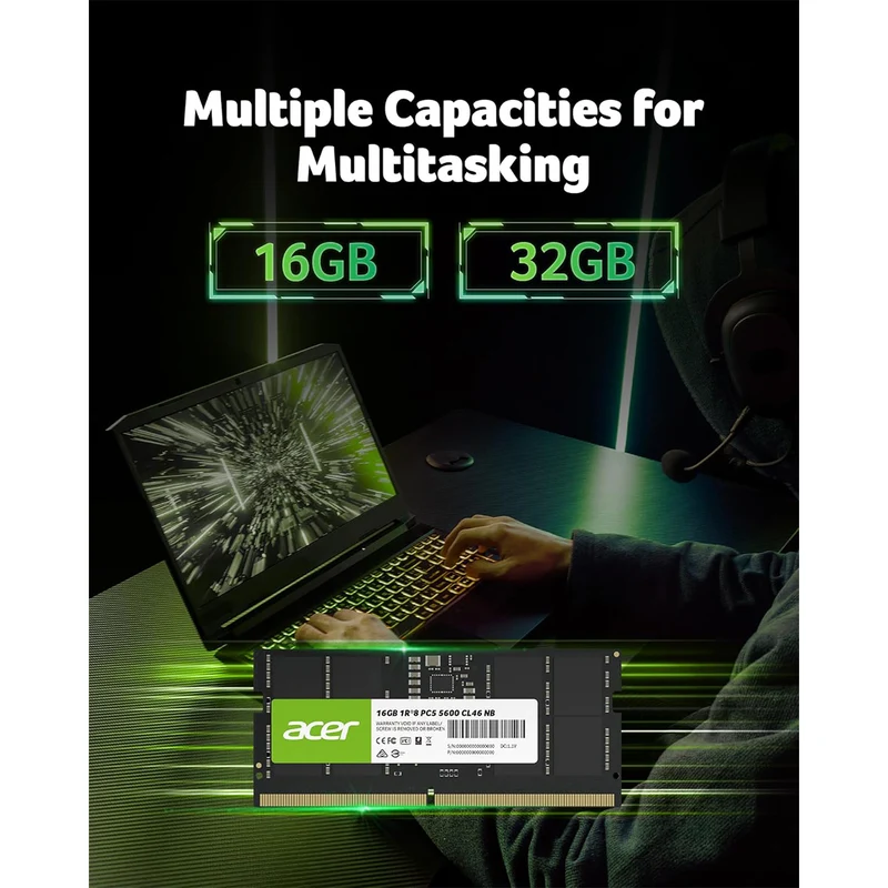 Acer SD200 16GB (1x16GB) 5600MHz CL46 DDR5 SODIMM (BL.9BWWA.414)