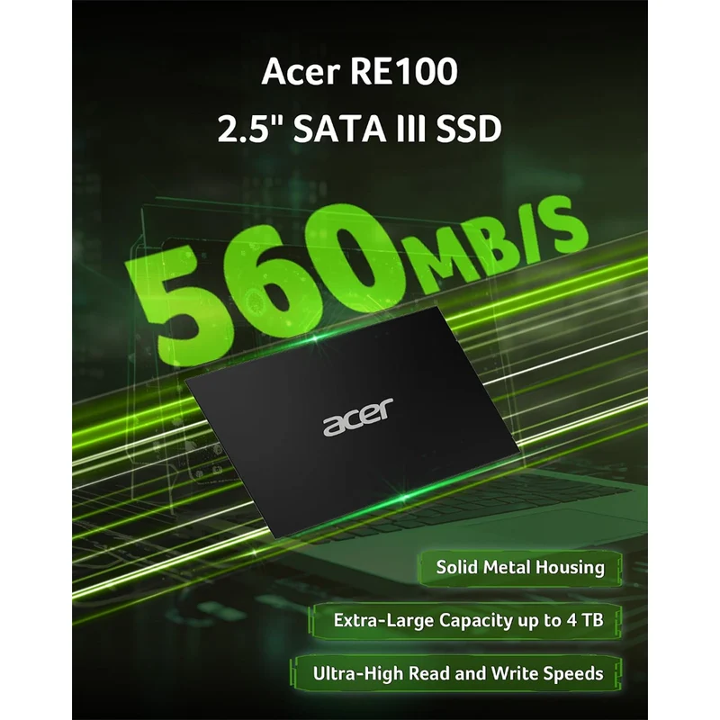 Acer RE100 2.5 SATA SSD III 6Gb/s 560MB/s Read (256GB, 512GB, 1TB) (BL.9BWWA.107, BL.9BWWA.108, BL.9BWWA.109)