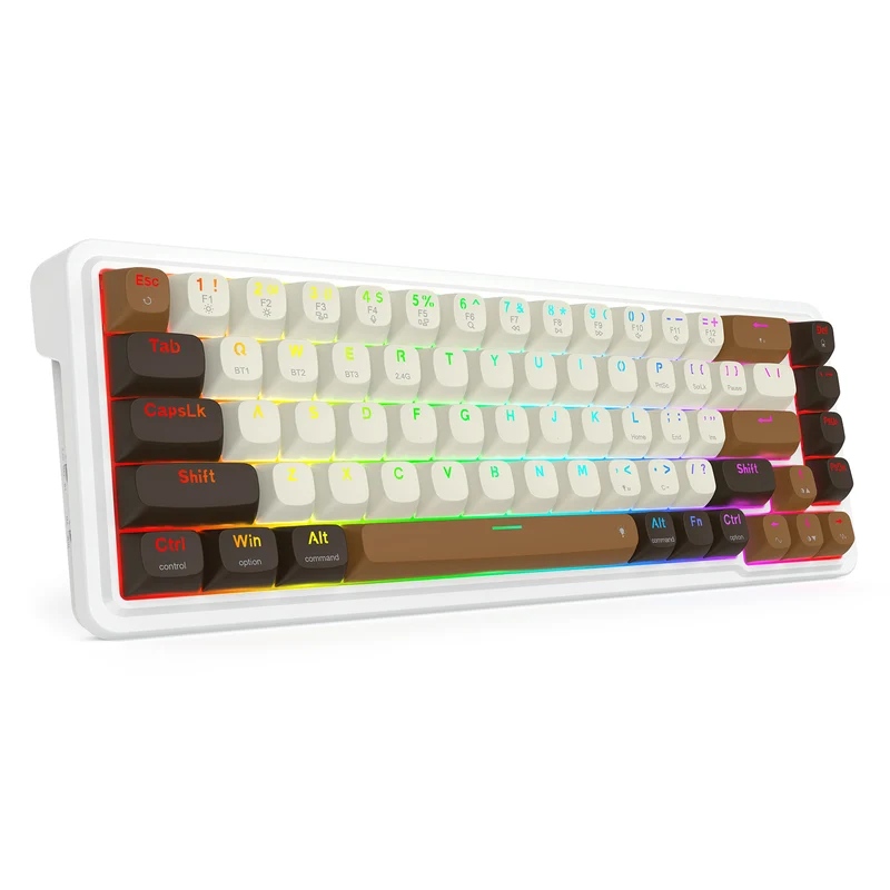 Redragon K709ECS RGB Nova Pro 81 Keys 75% Hot-Swappable Gasket-Mounted Wireless Mechanical Gaming Keyboard (Yolk RPC Linear Switch) (White/Coffee/Black)