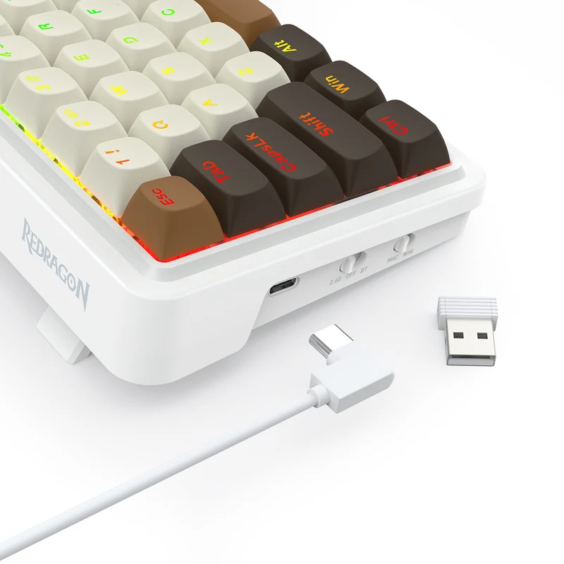 Redragon K709ECS RGB Nova Pro 81 Keys 75% Hot-Swappable Gasket-Mounted Wireless Mechanical Gaming Keyboard (Yolk RPC Linear Switch) (White/Coffee/Black)