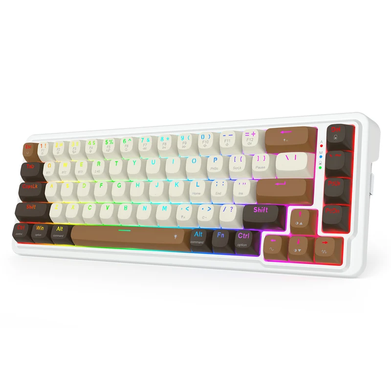 Redragon K709ECS RGB Nova Pro 81 Keys 75% Hot-Swappable Gasket-Mounted Wireless Mechanical Gaming Keyboard (Yolk RPC Linear Switch) (White/Coffee/Black)