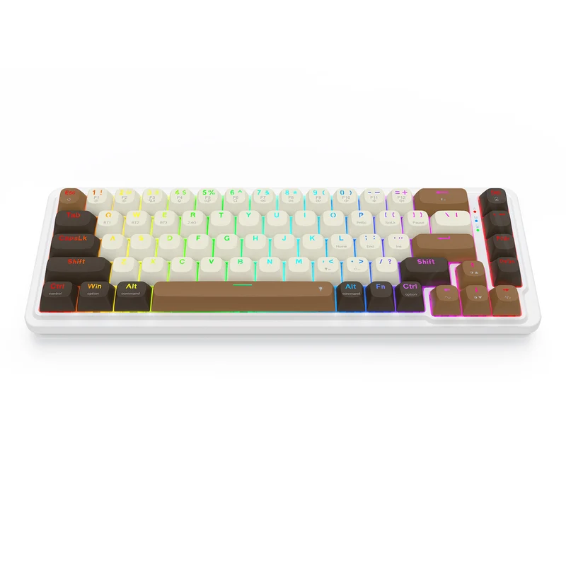 Redragon K709ECS RGB Nova Pro 81 Keys 75% Hot-Swappable Gasket-Mounted Wireless Mechanical Gaming Keyboard (Yolk RPC Linear Switch) (White/Coffee/Black)