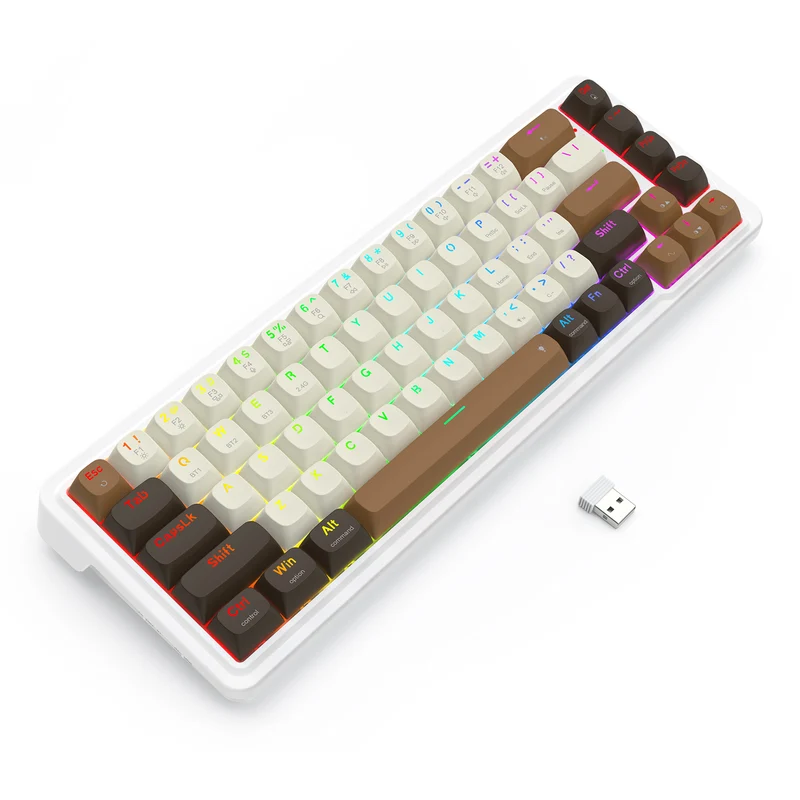 Redragon K709ECS RGB Nova Pro 81 Keys 75% Hot-Swappable Gasket-Mounted Wireless Mechanical Gaming Keyboard (Yolk RPC Linear Switch) (White/Coffee/Black)
