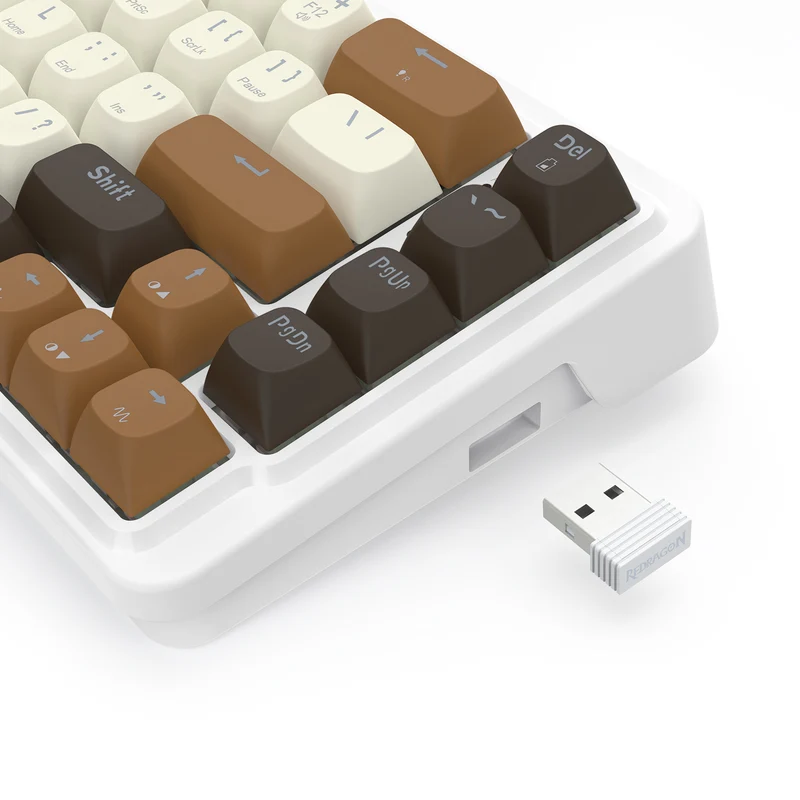 Redragon K709ECS RGB Nova Pro 81 Keys 75% Hot-Swappable Gasket-Mounted Wireless Mechanical Gaming Keyboard (Yolk RPC Linear Switch) (White/Coffee/Black)