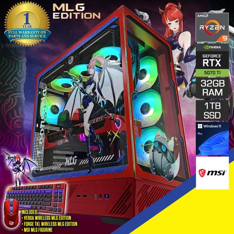 MLG Edition Desktop Gaming PC | AMD Ryzen 9 9900X | 32GB RAM | 1TB SSD | RTX 5070 TI | Windows 11 Pro