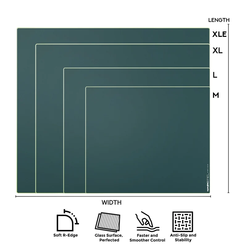 Pulsar Superglide 3 Premium Glass Mousepad (Green) (M, L, XL, XLE) (SGPMG3S, SGPLG3S, SGPXLG3S, SGPXLEG3S)