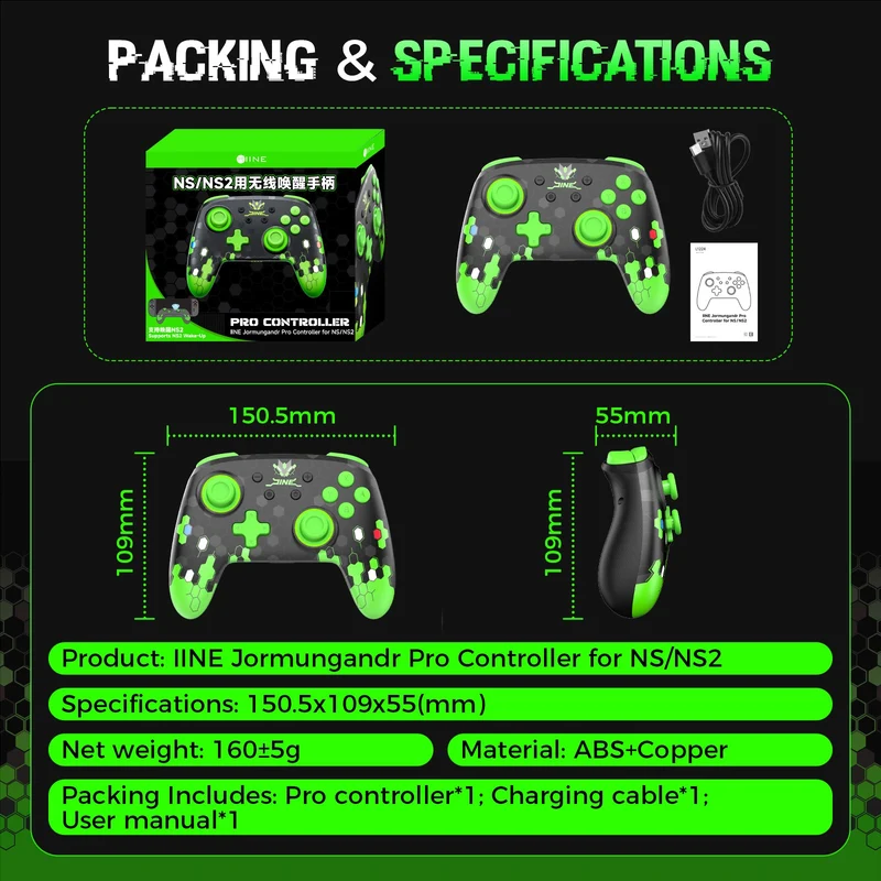 IINE Jormungandr Pro Controller for Nintendo Switch / Nintendo Switch 2 (L1224)