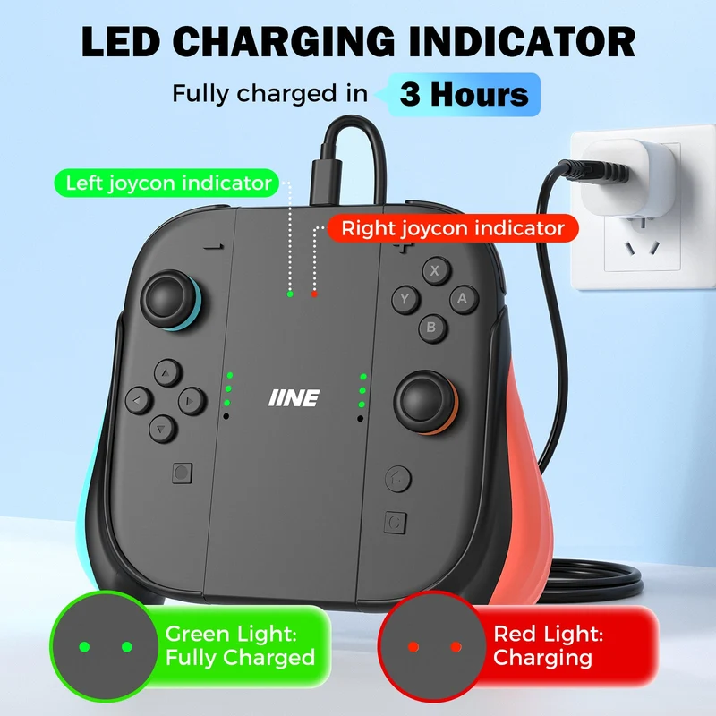 IINE Charging Grip with Remappable Buttons for Nintendo Switch 2 (Black) (L1219)