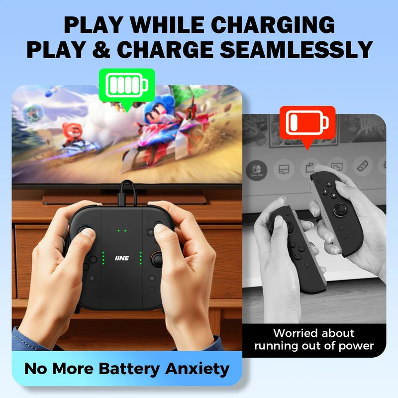 IINE Charging Grip with Remappable Buttons for Nintendo Switch 2 (Black) (L1219)