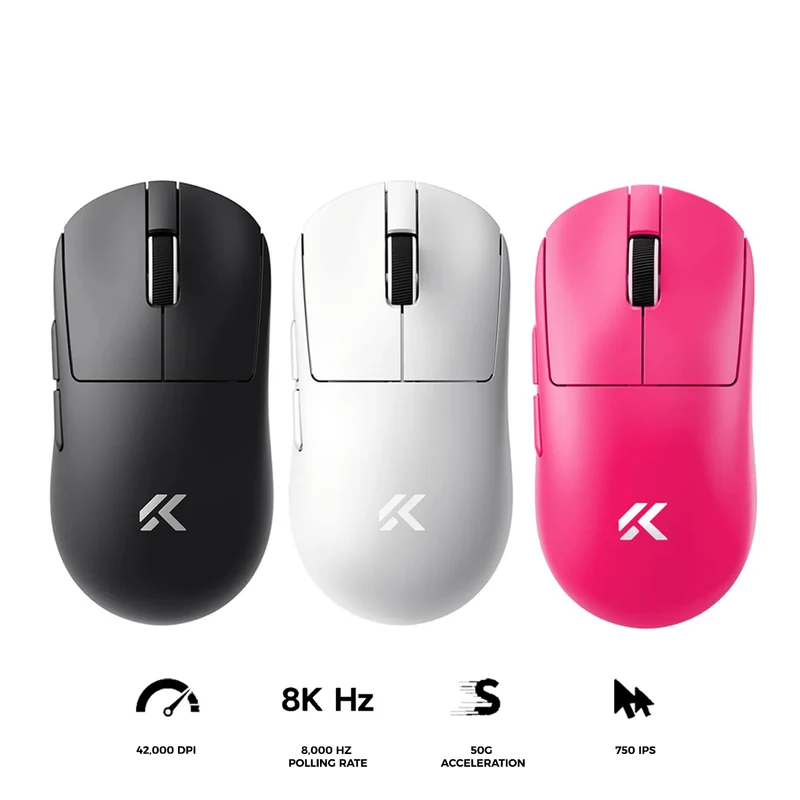 MCHOSE A7 V2 Pro Tri-Mode Lightweight All-round Gaming Mouse (Black, White, Red Rose)