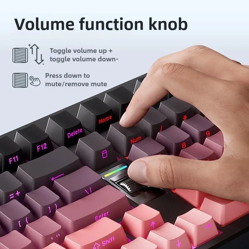 MCHOSE G98 V2 RGB Tri-Mode Hot-Swappable Mechanical Keyboard (Black/Pink) (Snow Tiger Switch)