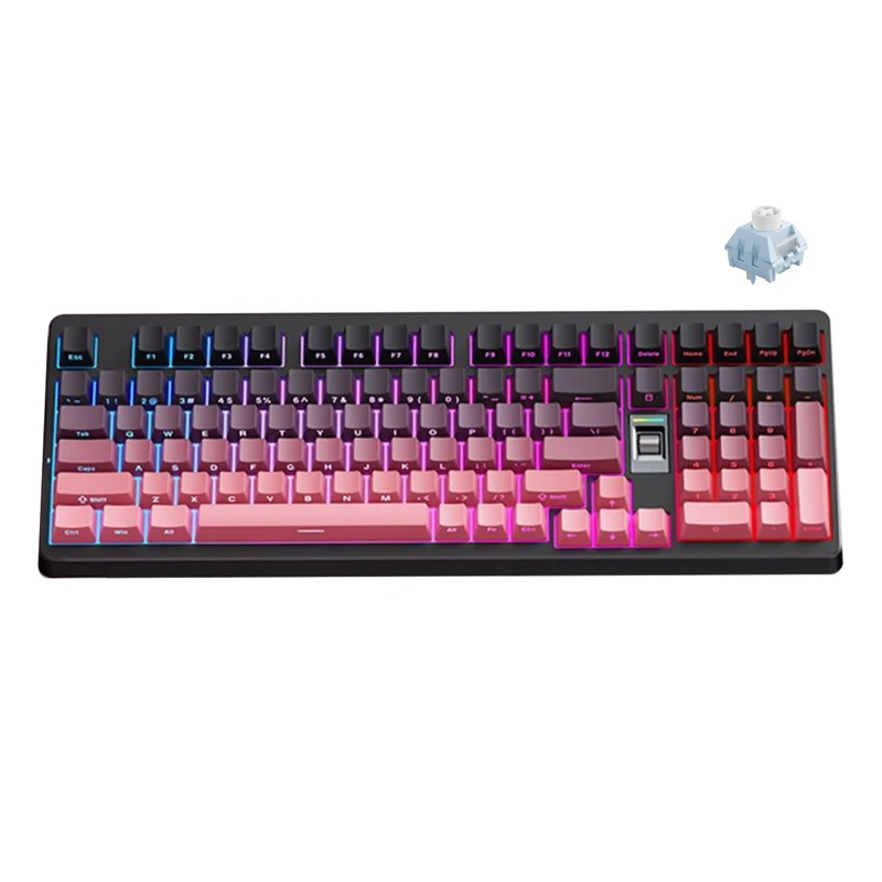 MCHOSE G98 V2 RGB Tri-Mode Hot-Swappable Mechanical Keyboard (Black/Pink) (Snow Tiger Switch)