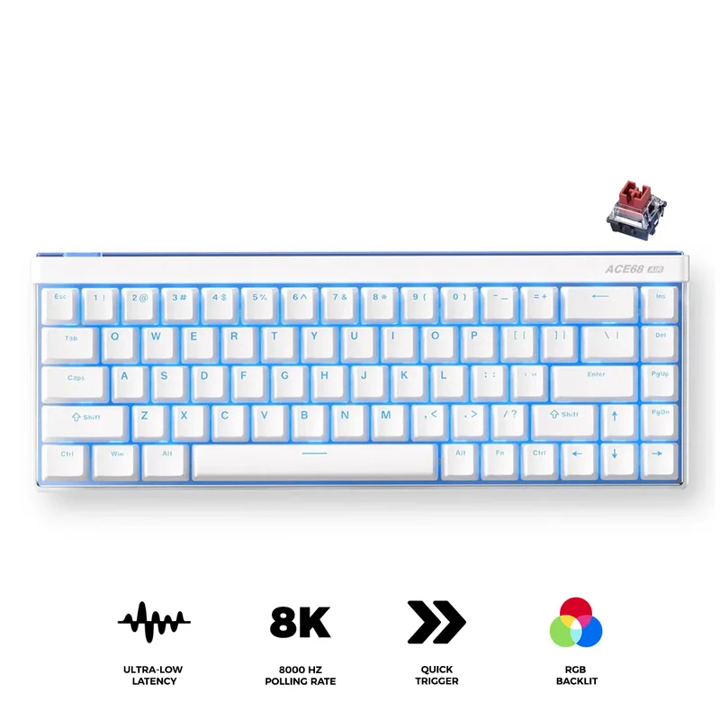 MCHOSE Ace 68 Air Esports Edition RGB Hot-Swappable Gaming Keyboard (Snow White) (Fire Shadow Switch)
