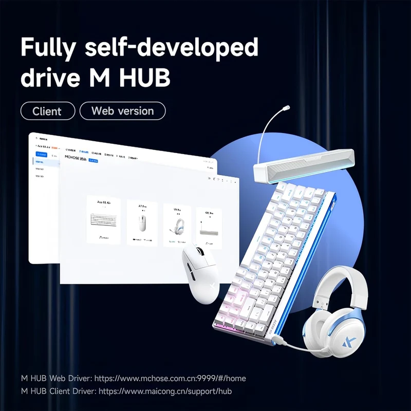 MCHOSE Ace 68 Air Esports Edition RGB Hot-Swappable Gaming Keyboard (Snow White) (Fire Shadow Switch)