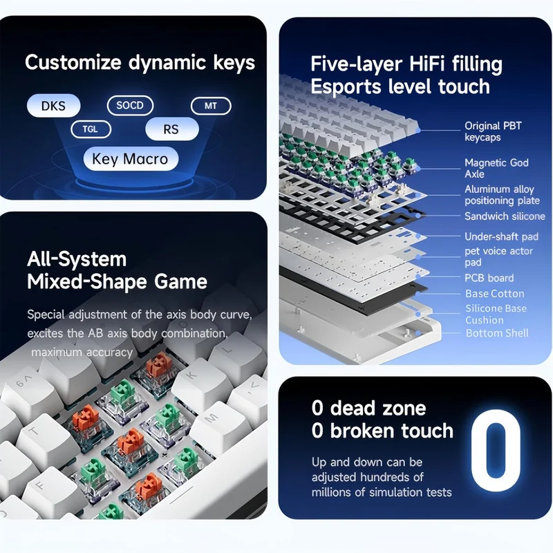 MCHOSE Ace 68 Air Esports Edition RGB Hot-Swappable Gaming Keyboard (Snow White) (Fire Shadow Switch)