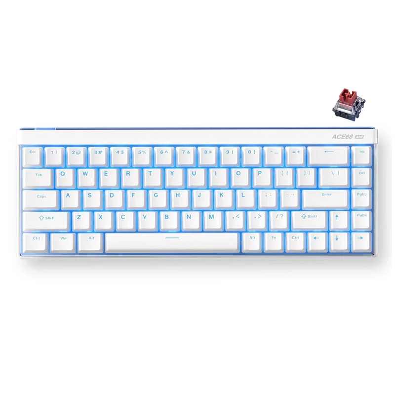MCHOSE Ace 68 Air Esports Edition RGB Hot-Swappable Gaming Keyboard (Snow White) (Fire Shadow Switch)