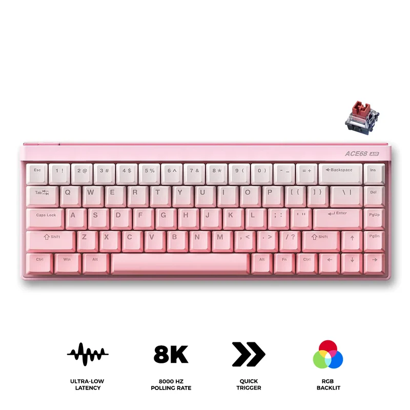 MCHOSE Ace 68 Air Esports Edition RGB Hot-Swappable Gaming Keyboard (Peach Gradient Pink) (Fire Shadow Switch)