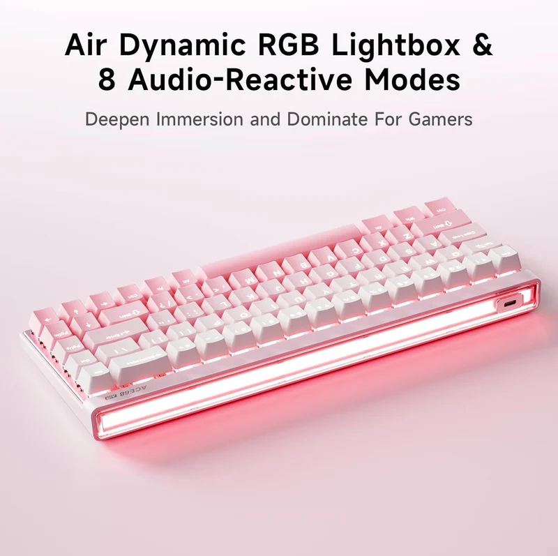 MCHOSE Ace 68 Air Esports Edition RGB Hot-Swappable Gaming Keyboard (Peach Gradient Pink) (Fire Shadow Switch)