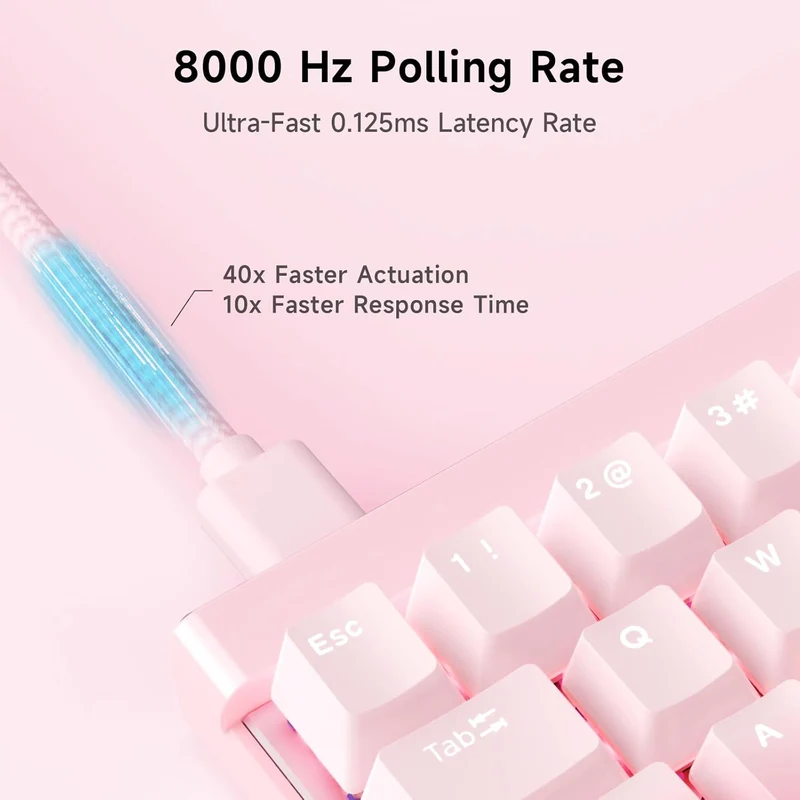 MCHOSE Ace 68 Air Esports Edition RGB Hot-Swappable Gaming Keyboard (Peach Gradient Pink) (Fire Shadow Switch)