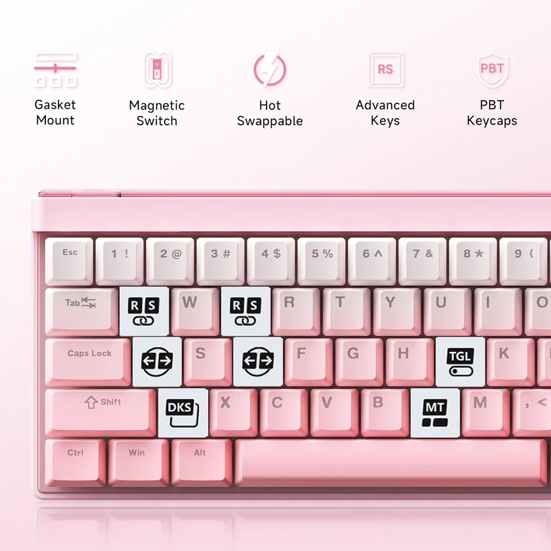 MCHOSE Ace 68 Air Esports Edition RGB Hot-Swappable Gaming Keyboard (Peach Gradient Pink) (Fire Shadow Switch)