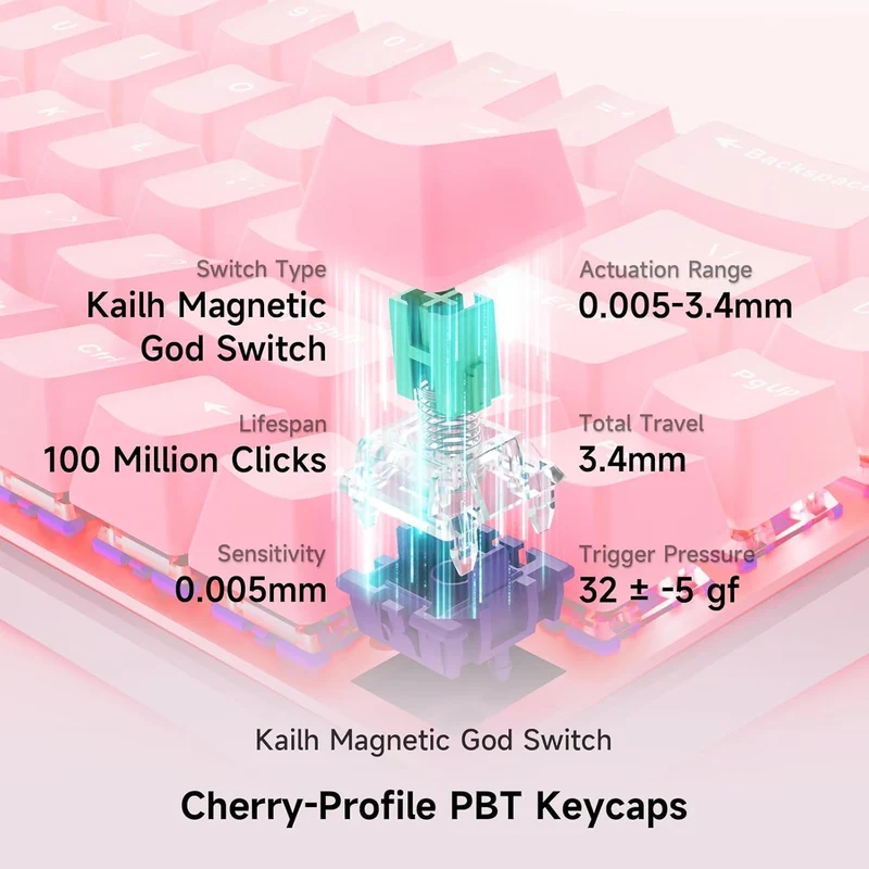 MCHOSE Ace 68 Air Esports Edition RGB Hot-Swappable Gaming Keyboard (Peach Gradient Pink) (Fire Shadow Switch)