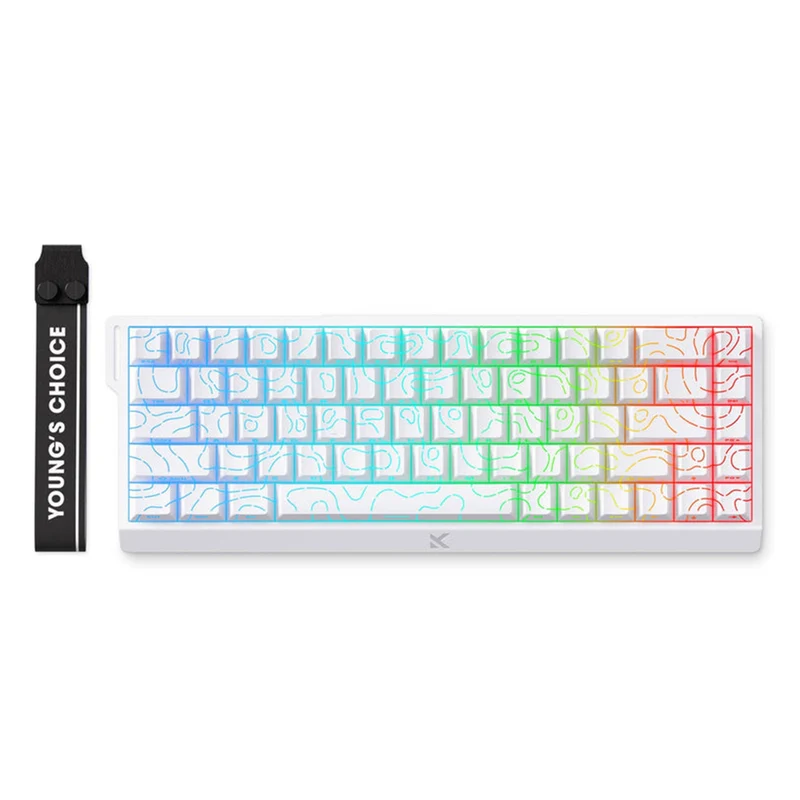 MCHOSE Ace 68 Esports Edition RGB Hot-Swappable Gaming Keyboard (White Contour Lines) (Ice Rhino Magnetic Switch)