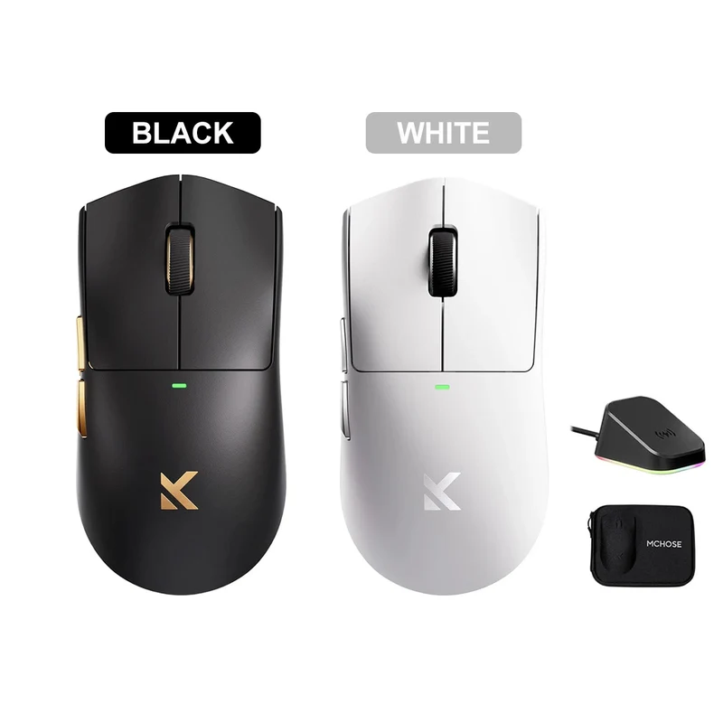 MCHOSE K7 Ultra Lightweight Wireless Gaming Mouse (Black, White)