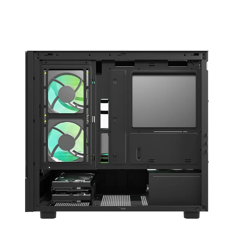DarkFlash DS950MV M-ATX Glass PC Case with 6" IPS Customizable Display (Black, White)