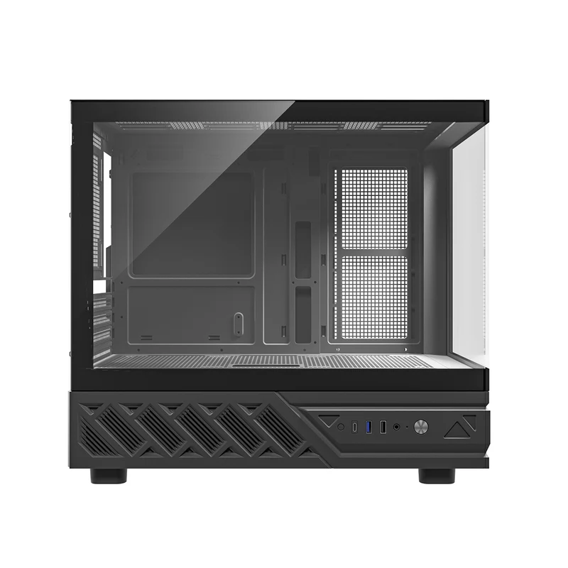 DarkFlash DS950MV M-ATX Glass PC Case with 6" IPS Customizable Display (Black, White)