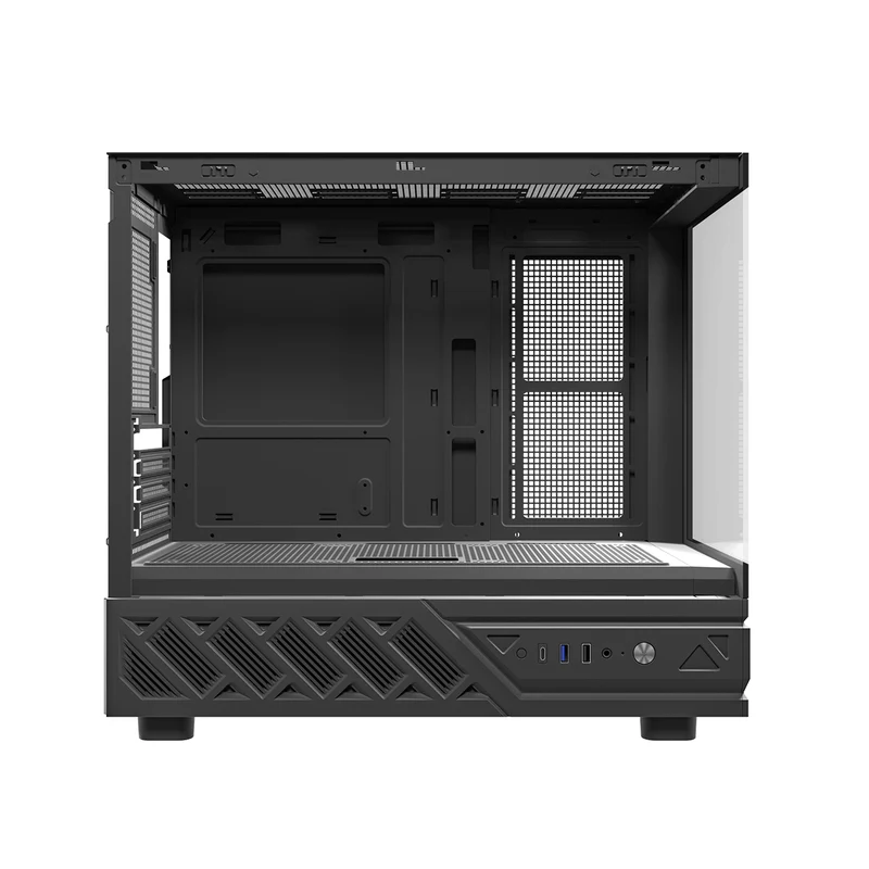DarkFlash DS950MV M-ATX Glass PC Case with 6" IPS Customizable Display (Black, White)