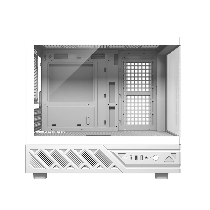 DarkFlash DS950MV M-ATX Glass PC Case with 6" IPS Customizable Display (Black, White)