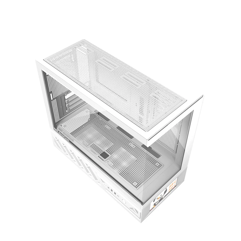DarkFlash DS950MV M-ATX Glass PC Case with 6" IPS Customizable Display (Black, White)