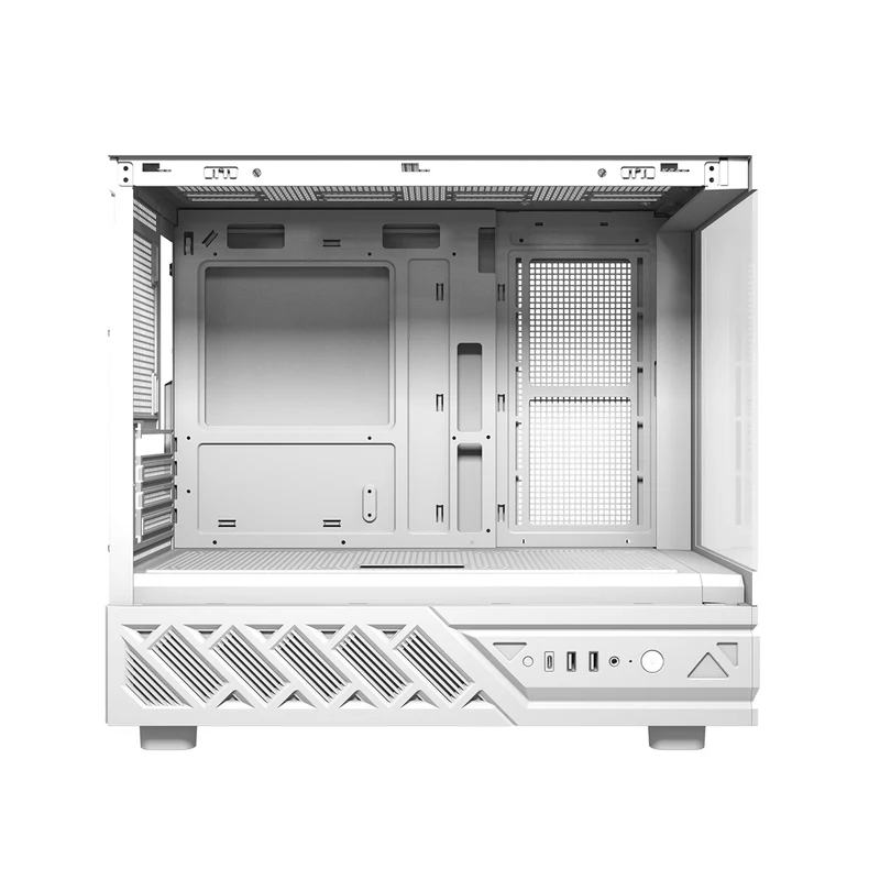 DarkFlash DS950MV M-ATX Glass PC Case with 6" IPS Customizable Display (Black, White)
