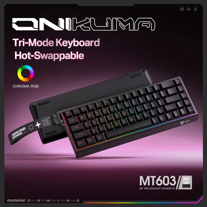 Onikuma MT603 Tri-Mode RGB 68 Keys Mechanical Keyboard (Black)