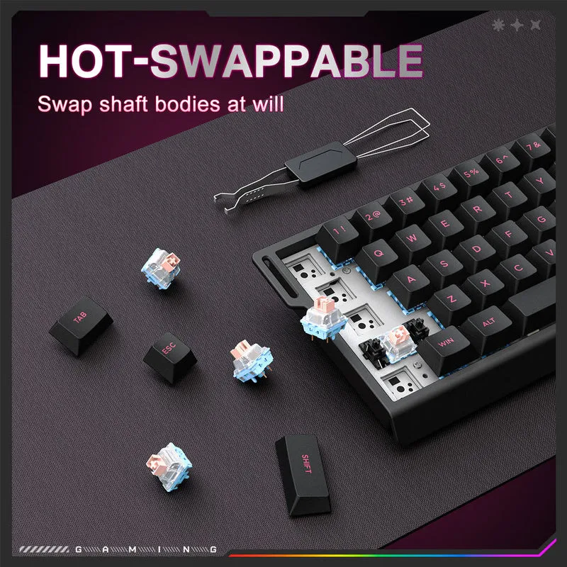 Onikuma MT603 Tri-Mode RGB 68 Keys Mechanical Keyboard (Black)