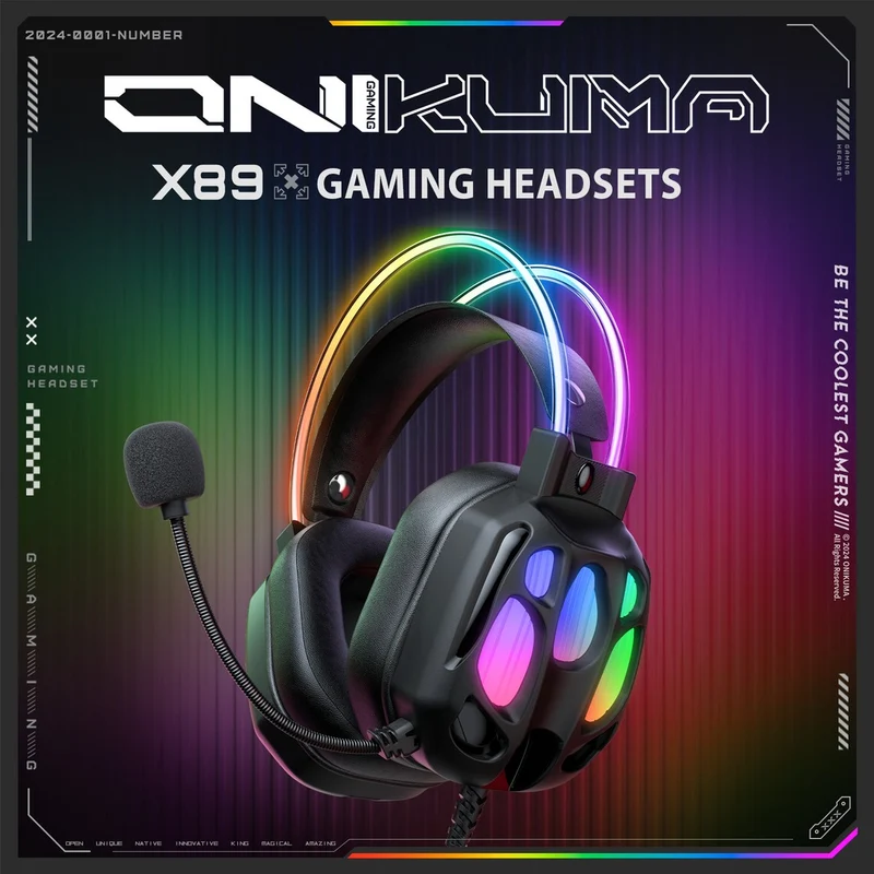 Onikuma X89 RGB Gaming Headphone with Noise-Cancelling Microphone (Black)