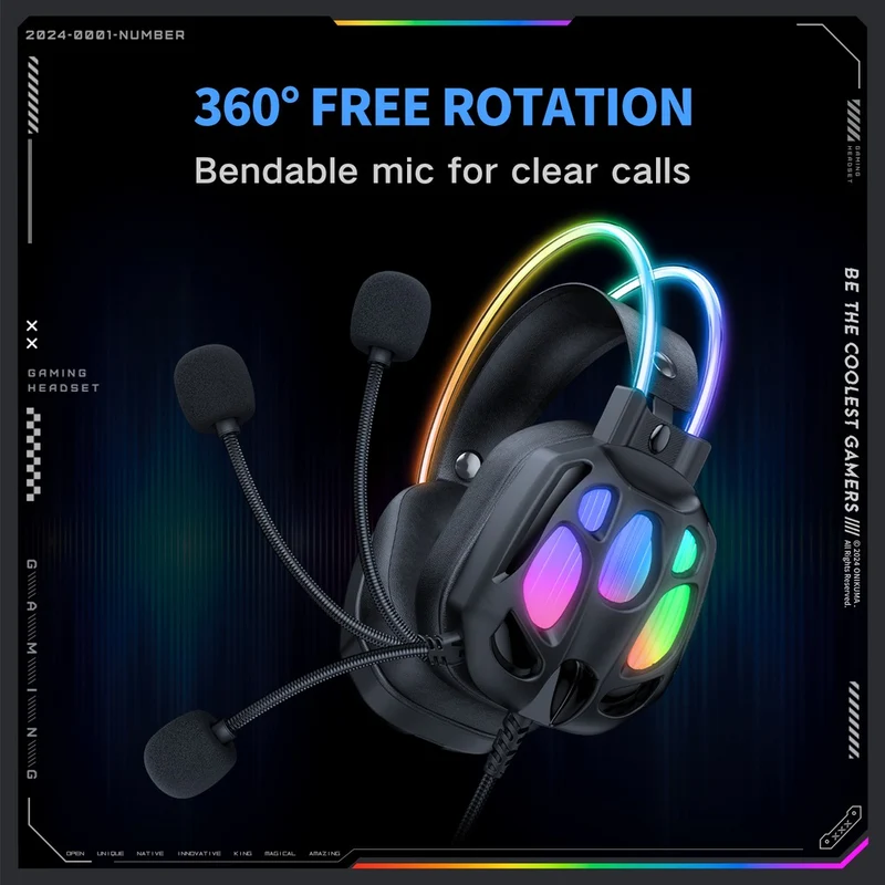 Onikuma X89 RGB Gaming Headphone with Noise-Cancelling Microphone (Black)