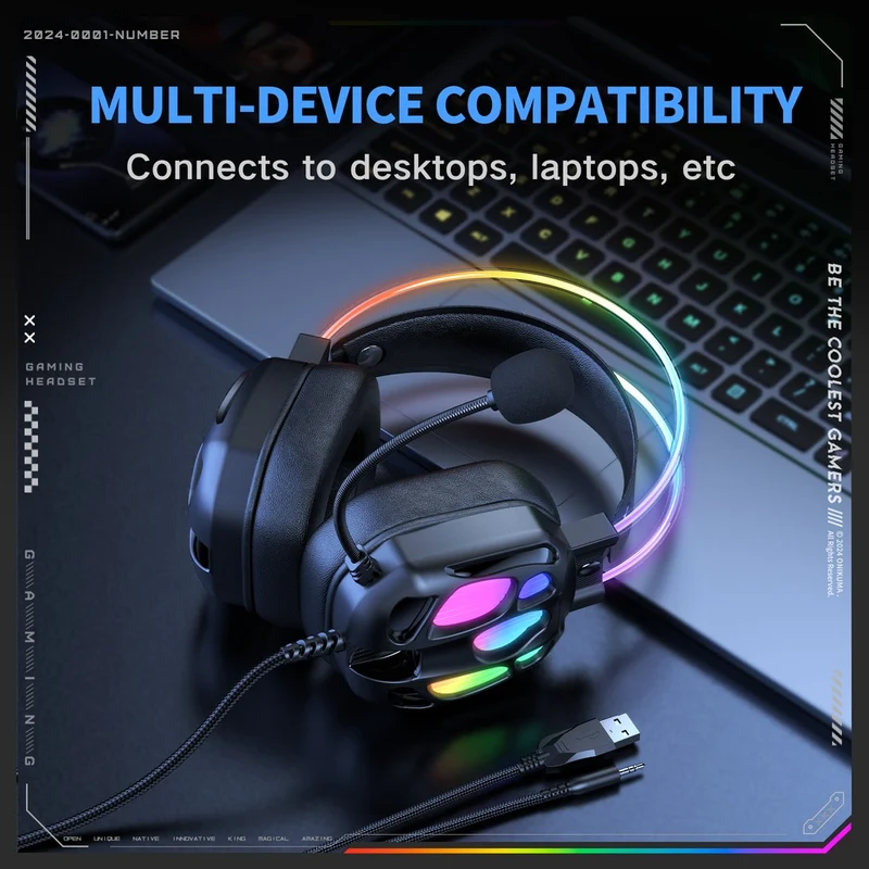 Onikuma X89 RGB Gaming Headphone with Noise-Cancelling Microphone (Black)
