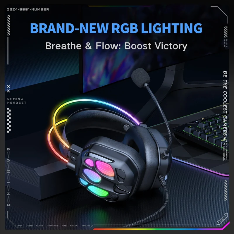 Onikuma X89 RGB Gaming Headphone with Noise-Cancelling Microphone (Black)