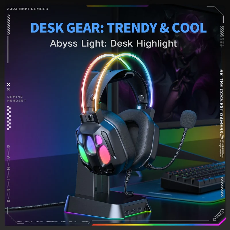 Onikuma X89 RGB Gaming Headphone with Noise-Cancelling Microphone (Black)