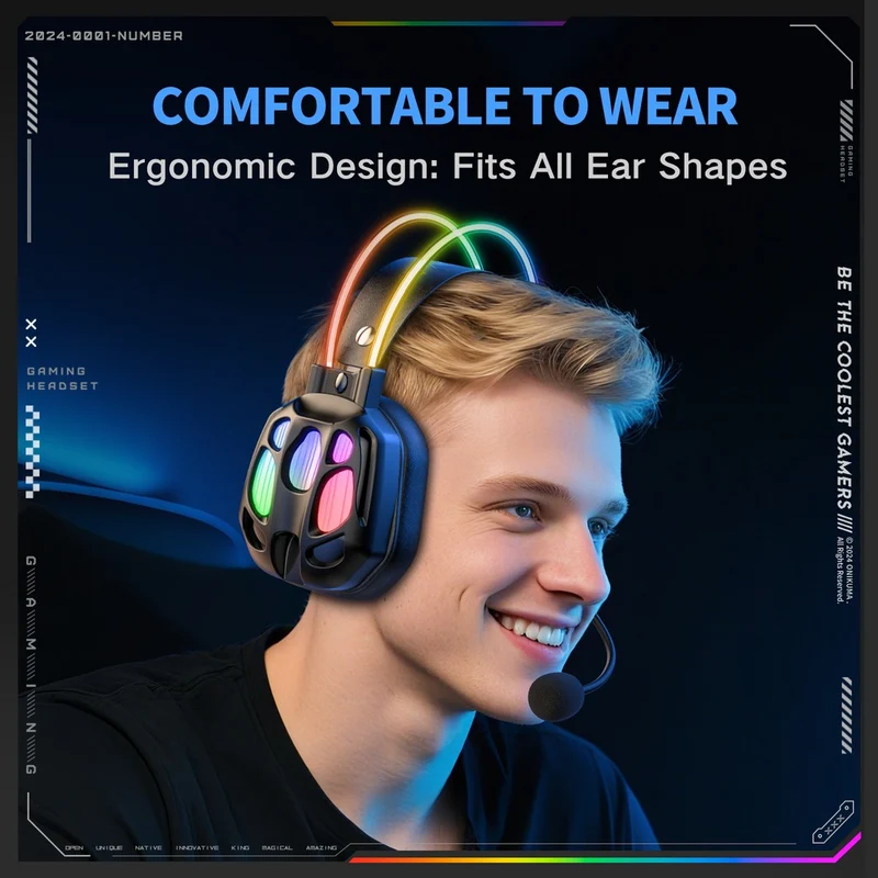 Onikuma X89 RGB Gaming Headphone with Noise-Cancelling Microphone (Black)