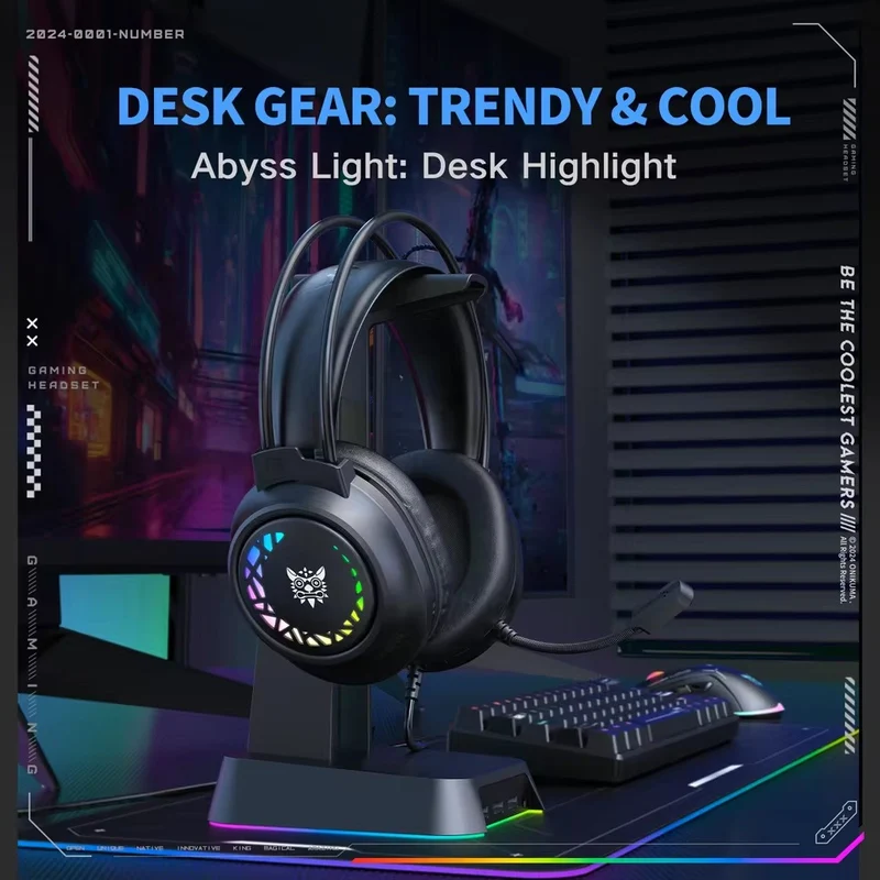 Onikuma X92 RGB Gaming Headphone with Noise-Cancelling Microphone (Black)