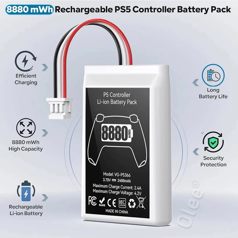 PS5 Controller Li-ion 8880mAH Battery Pack 2-Pack (VG-P5366)