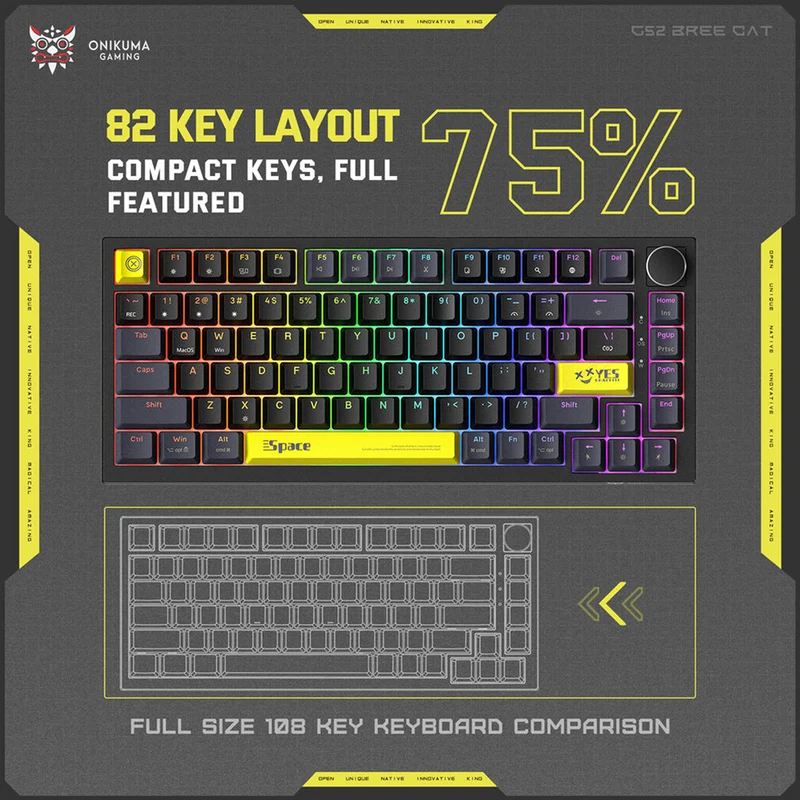 Onikuma G52 RGB 82 Keys Mechanical Keyboard (Black)