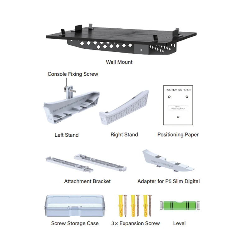 PS5 Wall Mount Kit with Horizontal Stand for PS5 Slim Disc / PS5 Digital Edition (NG-P5335)