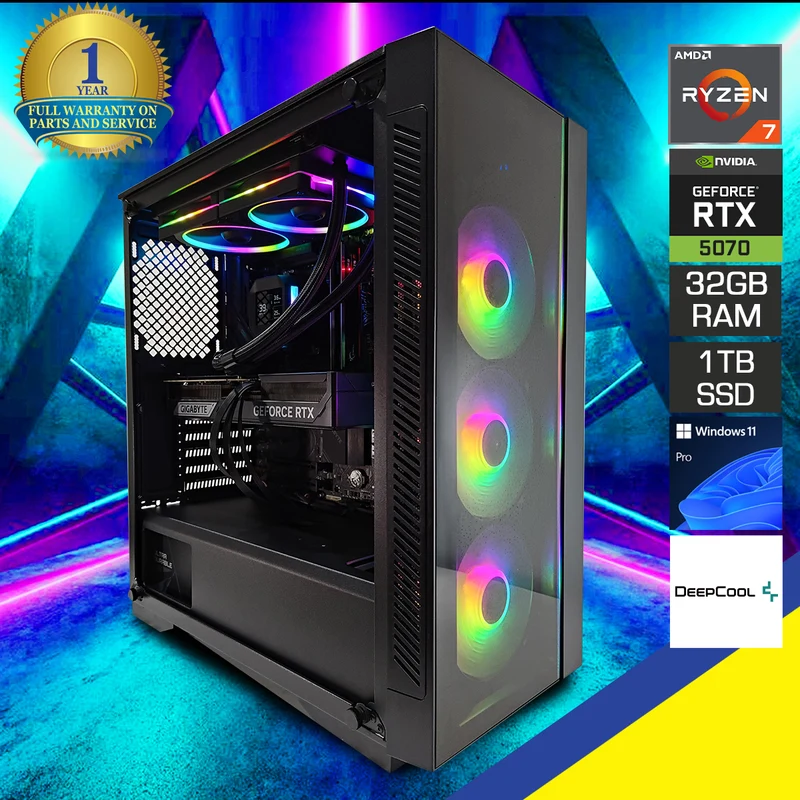 Optima Matrexx 55 Black Desktop Gaming PC | AMD Ryzen 7 9700X | 32GB RAM | 1TB SSD | RTX 5070 Ti | Windows 11 Pro