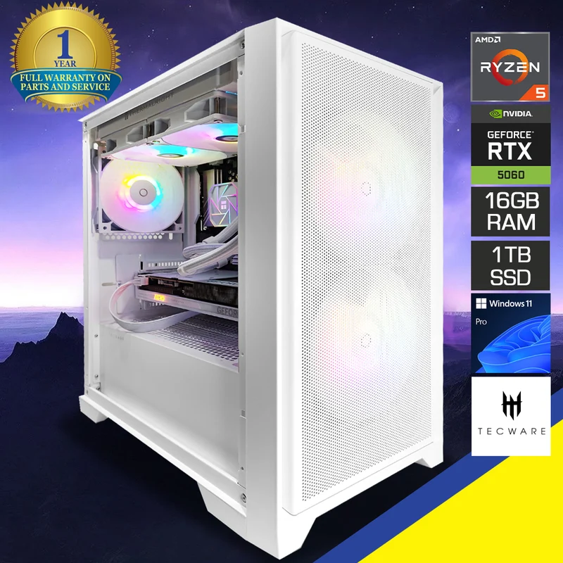 Sigma Neo M2 White Desktop Gaming PC | AMD Ryzen 5 7500F | 16GB RAM | 1TB SSD | RTX 5060 | Windows 11 Pro