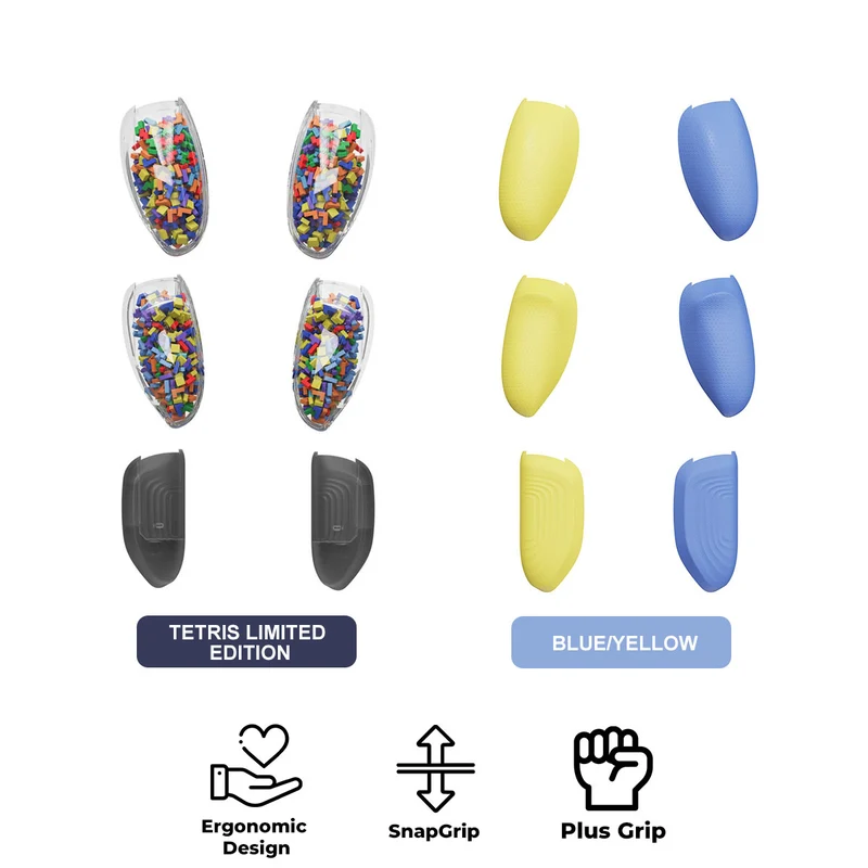 Skull & Co. Replacement Grip Set for Nintendo Switch 2 (Tetris Limited Edition, Blue/Yellow)